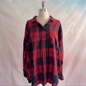 Old Navy Womens Boyfriend Flannel Red and Black Womens XL
